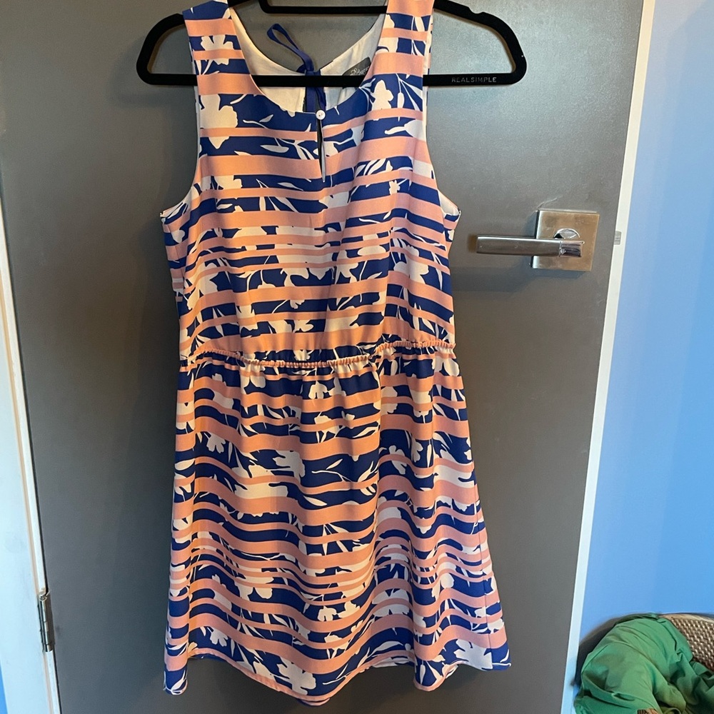 Summer Sundress Pink & Blue Striped Floral